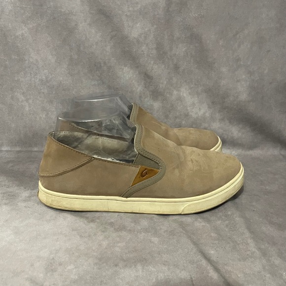 OluKai Shoes - OluKai Pehuea Heu Womens 8 Tan Leather Suede Shearling‎ Slip On Loafer Shoes